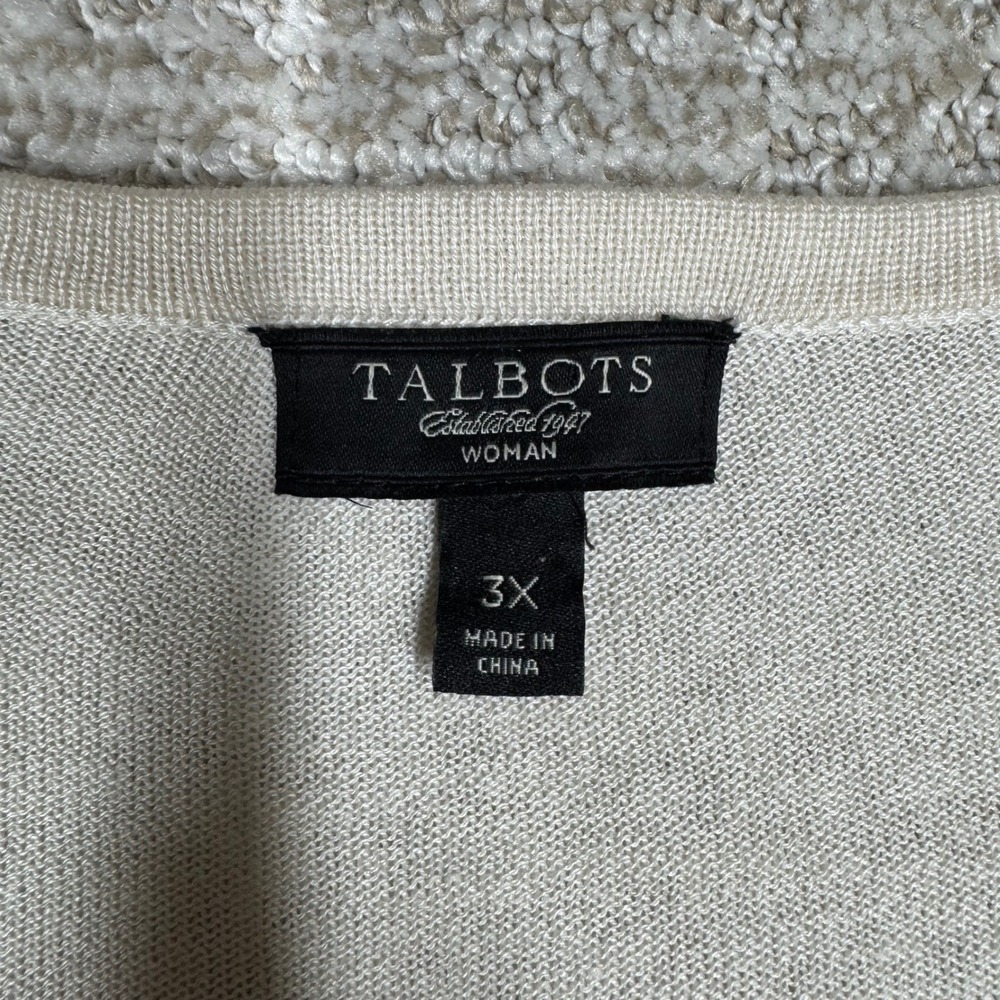 Talbots Silk Front Cardigan Women's Size 3X Yellow Brown Paisley Print Boho‎ - Picture 5 of 8